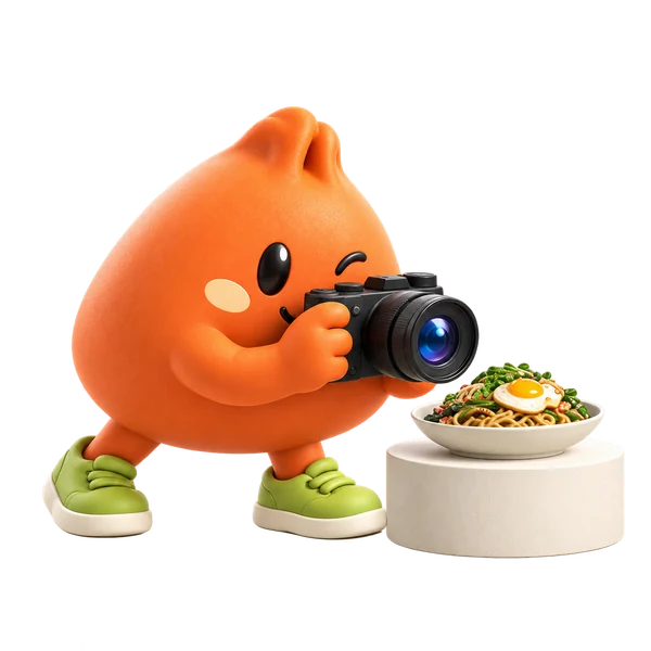 Munch photographing a dish